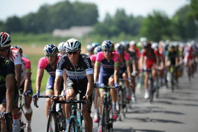 Omega Pharma-QuickStep leads the peloton during stage 2