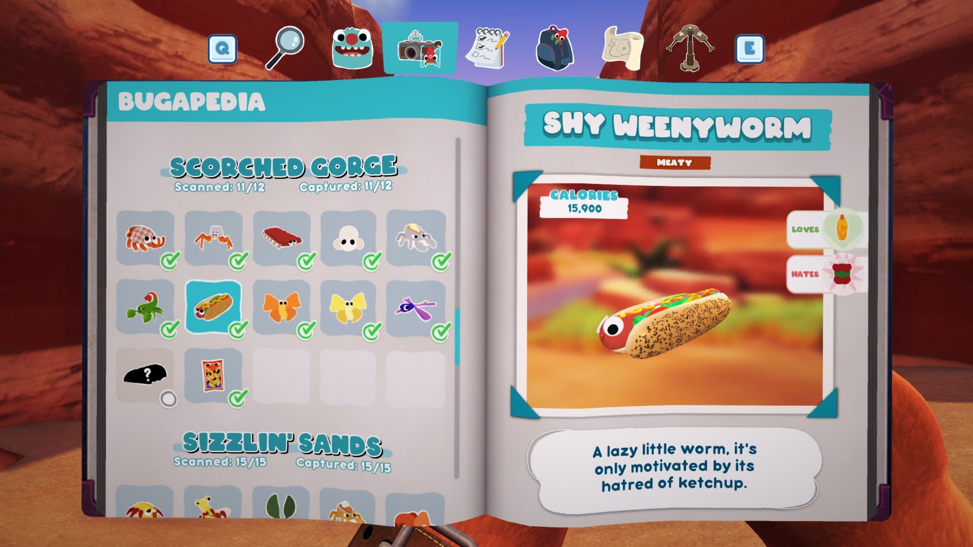 Bugsnax Bugapedia: Shy Weenyworm