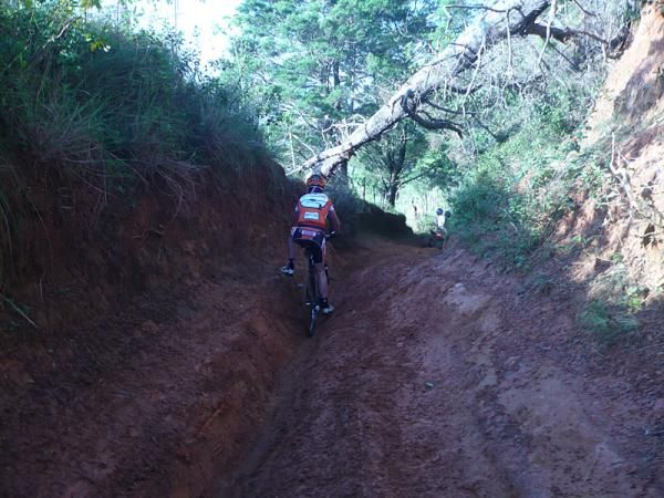 This rutted downhil was super slippery.