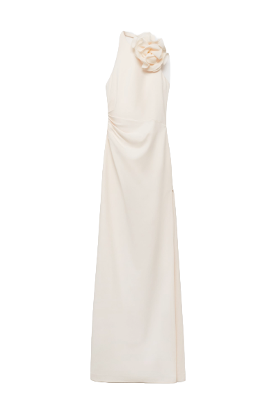 MANGO, Draped Halter-Neck Dress With Flower Motif 