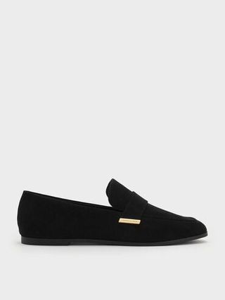 Faux Suede Almond-Toe Flat Loafers