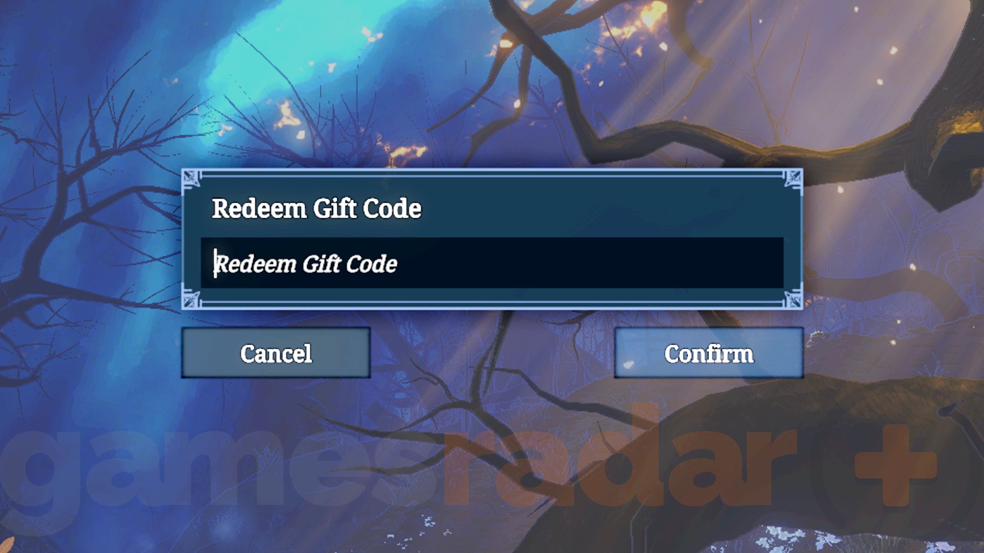 The Shape of Dreams codes redemption box as it's found in-game.