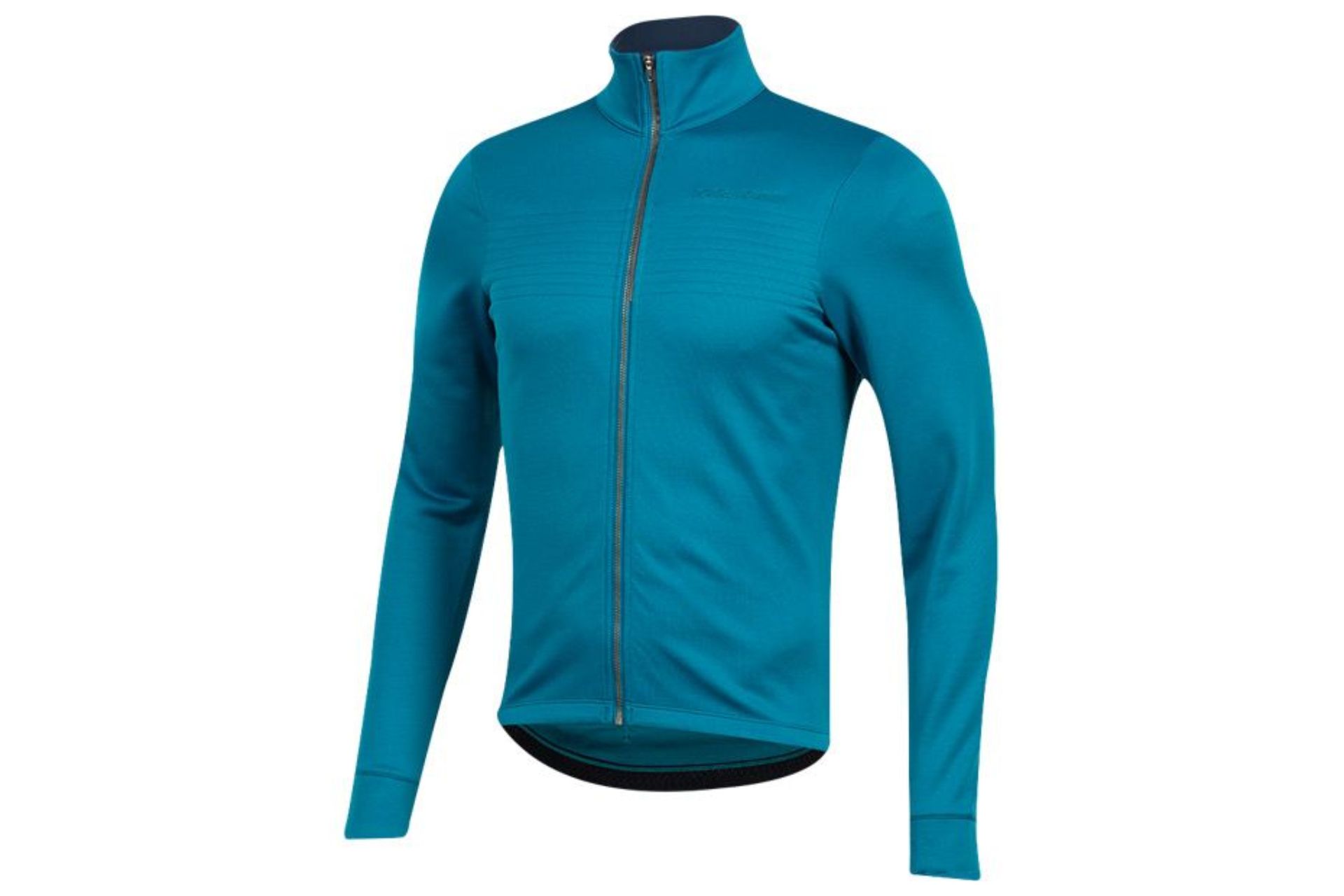 Pearl Izumi Pro Thermal Jersey in the image is displayed front on and in teal colour.