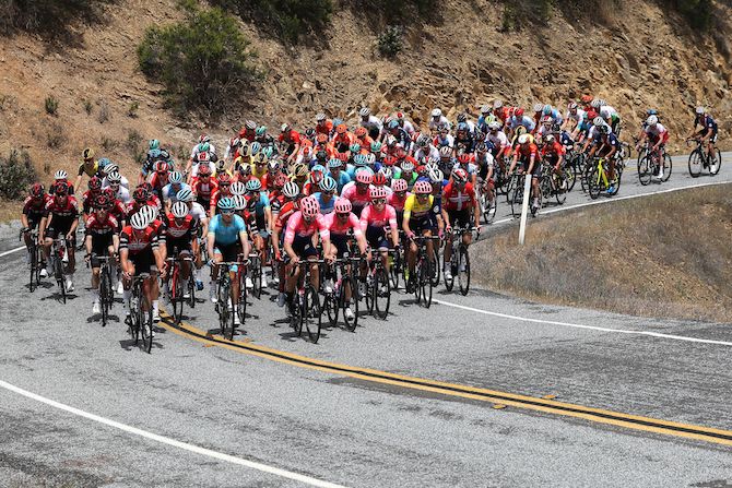EF Education First lead the peloton on stage 3 of the 2019 Tour of California