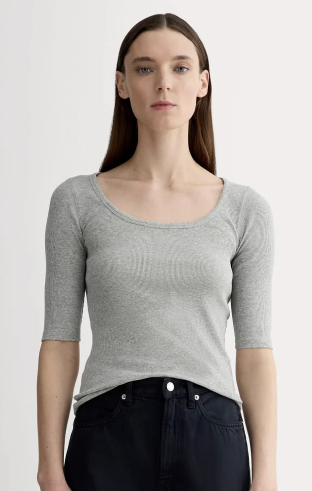 Everlane, The Luxe Rib Scoop-Neck Tee