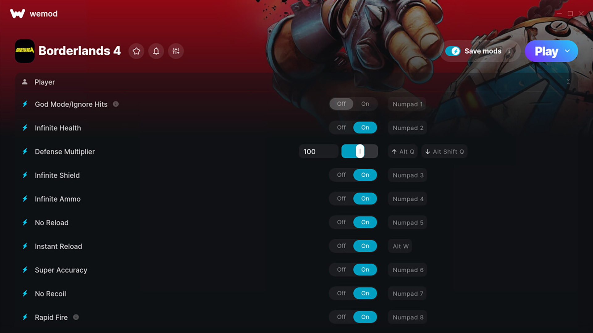 WeMod Borderlands 4 cheats