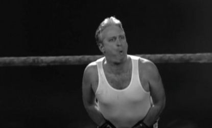 To dramatize the "beating" he's taken from left-leaning critics like Bill Maher and Keith Olbermann, Jon Stewart created a parody of Martin Scorcese's "Raging Bull."