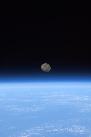 The International Space Station's incredible view of the moon.