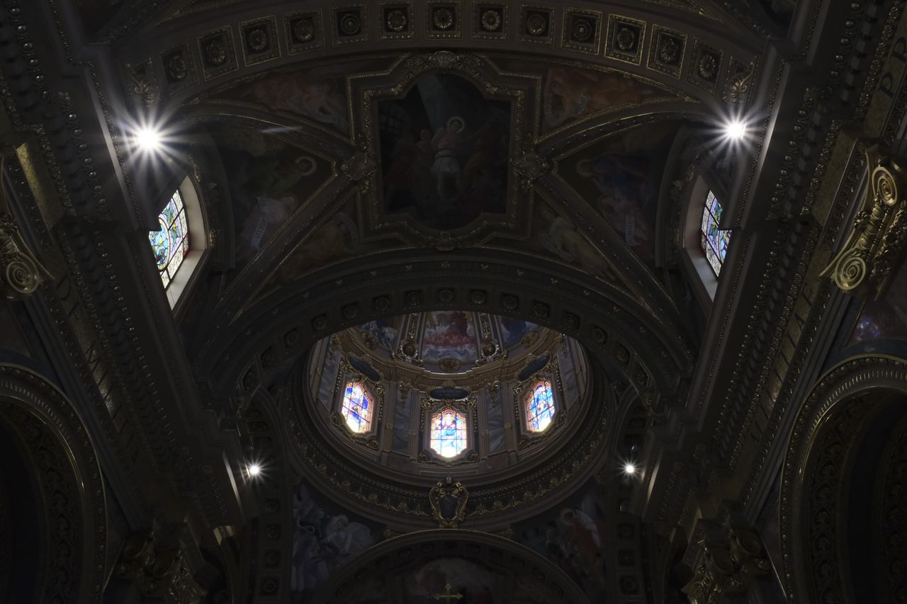 Ornate ceiling of mediterranean cathedral