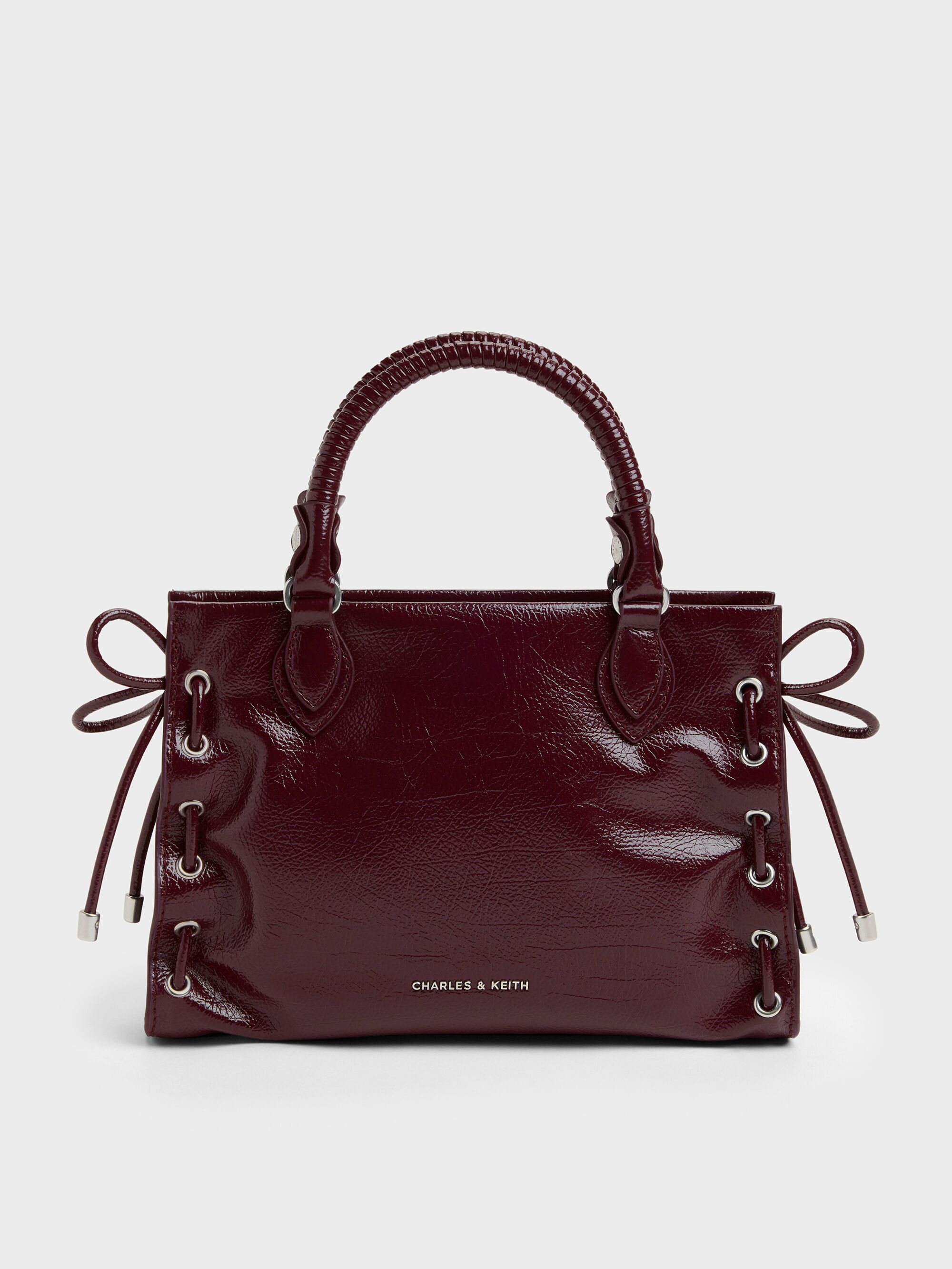 Charles &amp;amp; Keith, Mini Nylah Grommet Lace-Up Tote Bag