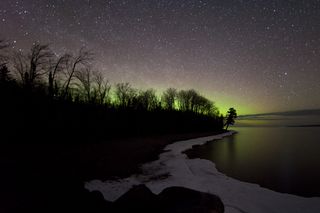 Aurora and Shoreline of Lake Michigan