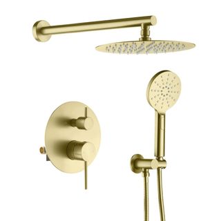gold antique looking shower head from wayfair