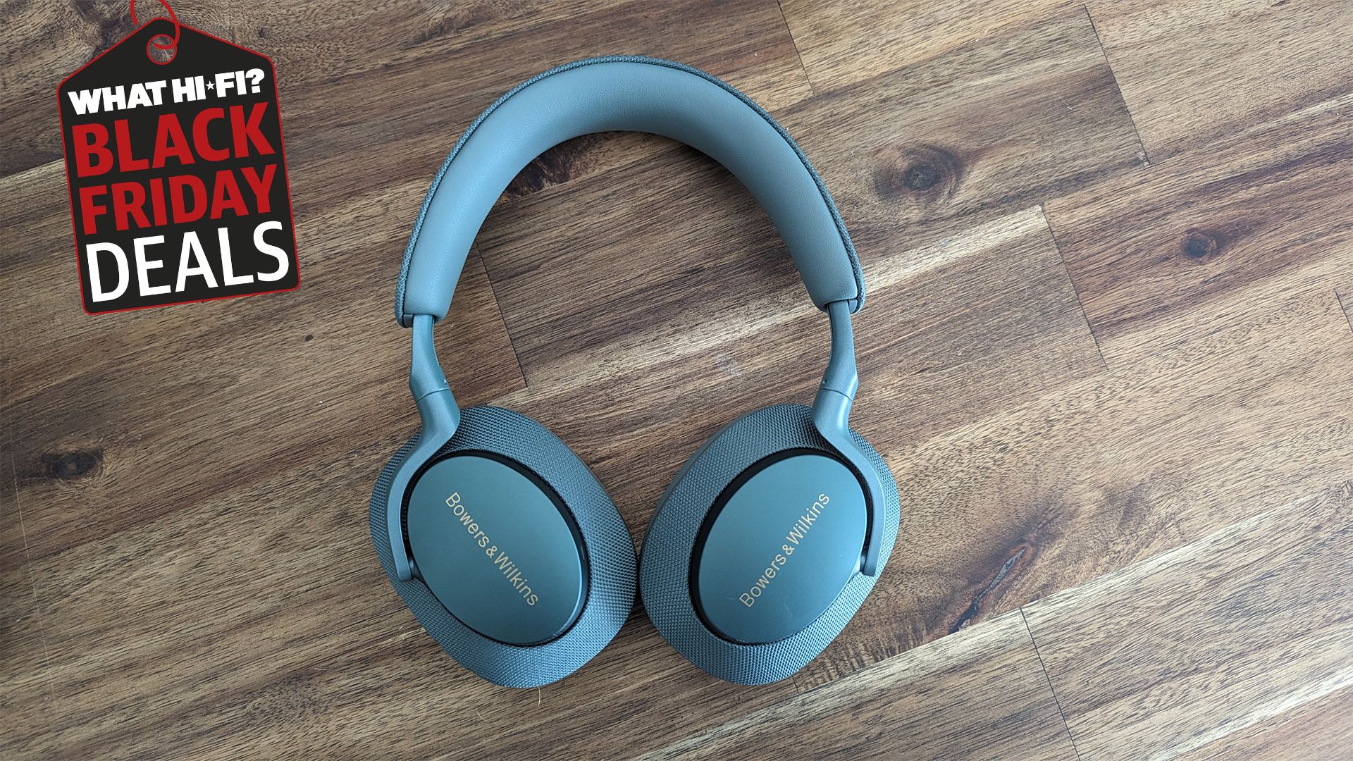 Bowers &amp; Wilkins Px7 S2e headphones with a WHF Black Friday logo