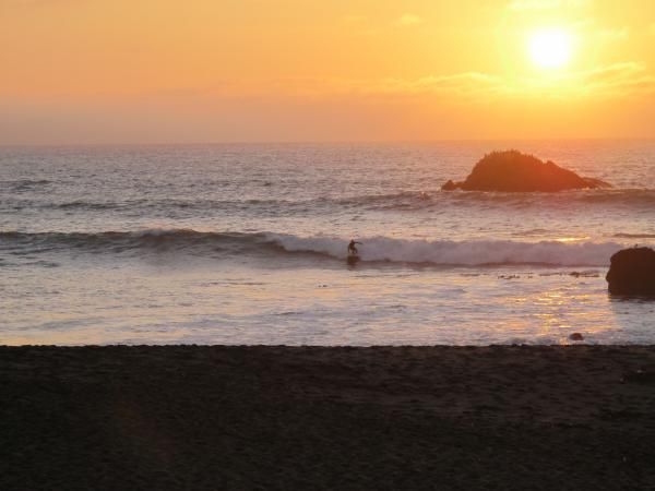 Sunset surf session at the beach