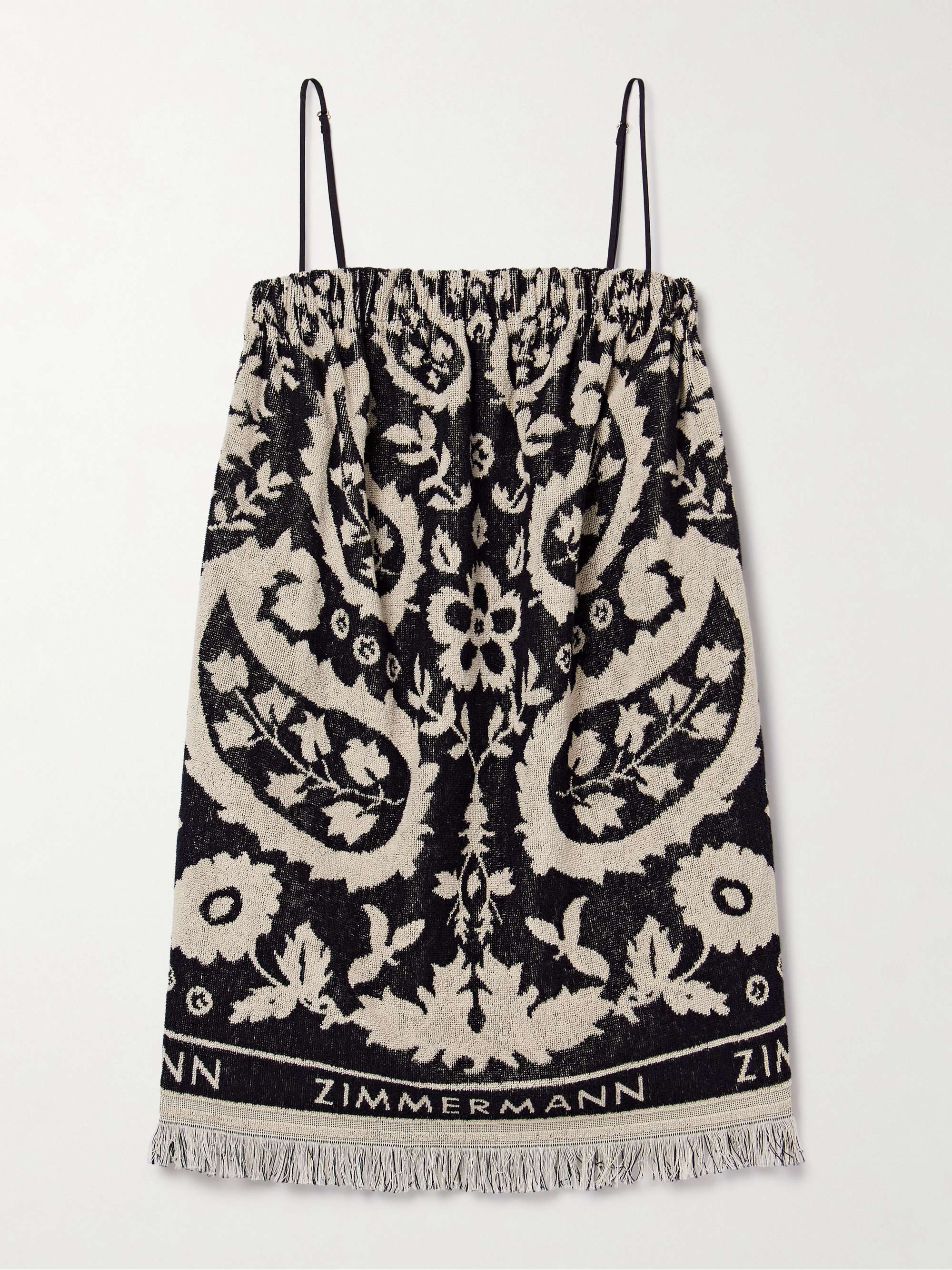 Rhiannon Fringed Cotton-Terry Jacquard Mini Dress
