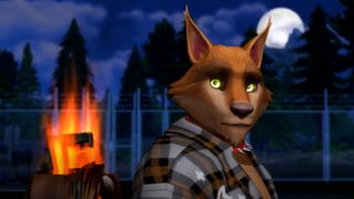 A werewolf looks at the screen in The Sims 4