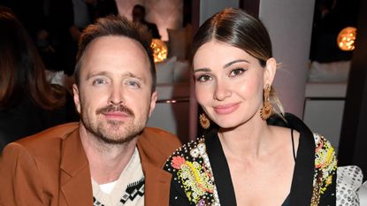Aaron Paul and Lauren Parsekian attend the Los Angeles Season 3 premiere of the HBO drama series "Westworld" at TCL Chinese Theatre on March 05, 2020 in Hollywood, California.
