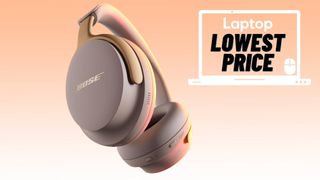 Bose QuietComfort Ultra headphones against salmon gradient headphones