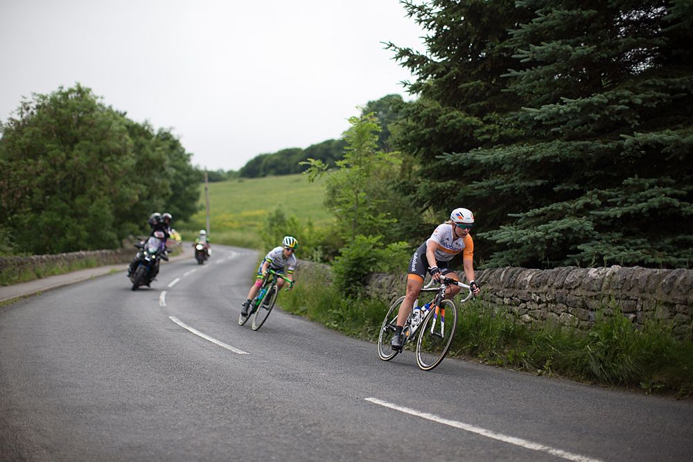 Roxanne Knetemann (NED) of Rabo-Liv Cycling Team tackles a fast descent during the Aviva Women's Tour 2016 - Stage 3