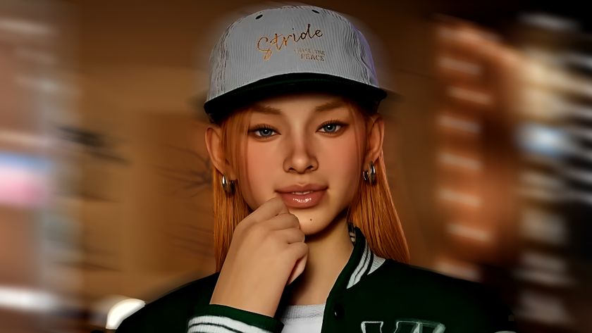 inZOI Character Studio trailer showing a young woman with ginger-y long hair and a white baseball cap smiling, her hand against her chin