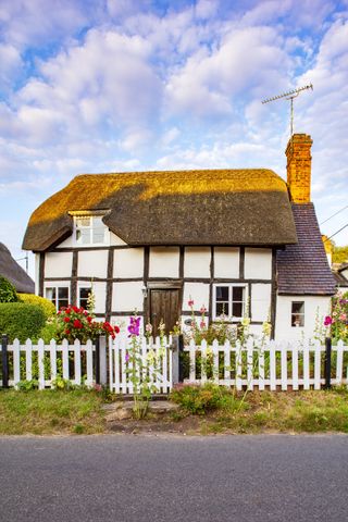 cottage garden front garden to thatched cottage