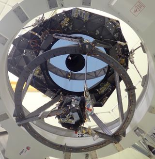 The main mirror of the Euclid telescope that will search for the evidence of dark matter and dark energy in the cosmos.