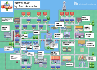 The Sims FreePlay Town Map