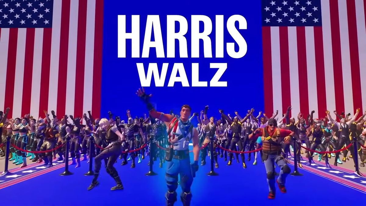 As US politics goes totally off the rails, Kamala Harris says to hell with it, let’s start a Fortnite map