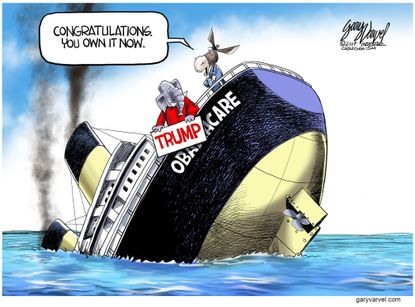 Political Cartoon U.S. Obamacare Trump health care bill