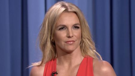 Britney Spears looks out at the audience on The Tonight Show.