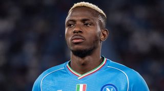 NAPLES, ITALY - SEPTEMBER 27: Victor Osimhen of SSC Napoli before the Serie A TIM match between SSC Napoli and Udinese Calcio at Stadio Diego Armando Maradona on September 27, 2023 in Naples, Italy. (Photo by Ivan Romano/Getty Images)