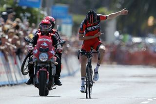 Taylor Phinney takes a bow in Santa Barbara at the Tour of California in 2014