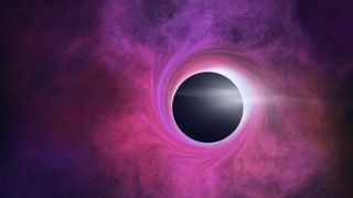 black circle surrounded by swirling material