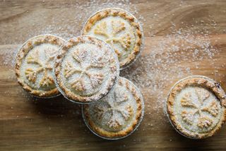 Flatlay of Christmas mince pies