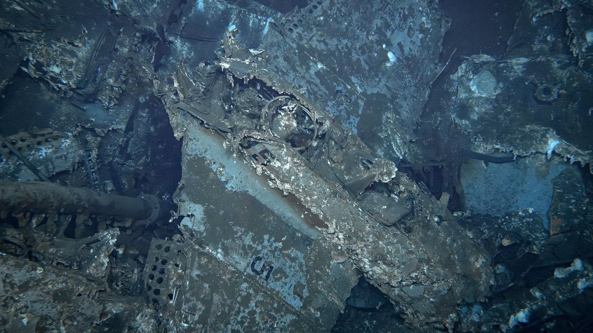 An underwater shipwreck