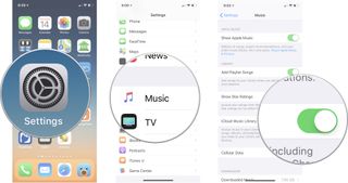 Open settings, tap Music, then turn on iCloud Music Library
