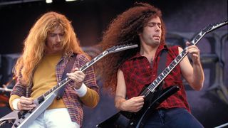 Megadeth's Dave Mustaine [left] and Marty Friedman circa-Countdown To Extinction