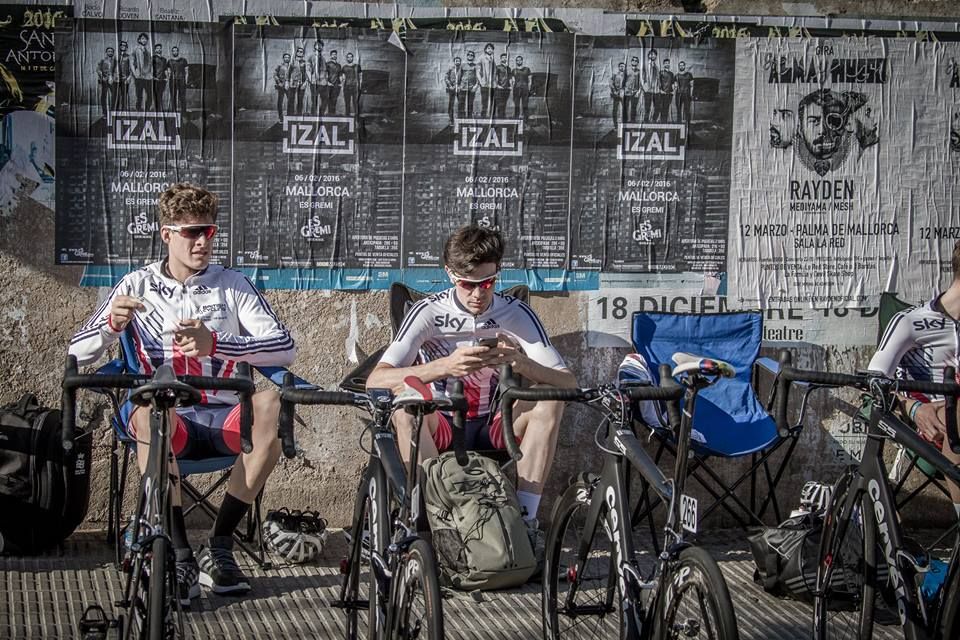 The riders prepare for the start