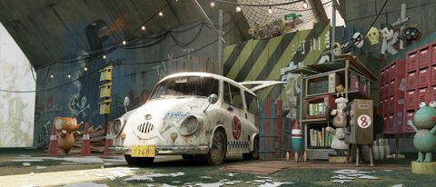 Mudbox 2025 review; a cartoon model of a car in a garage