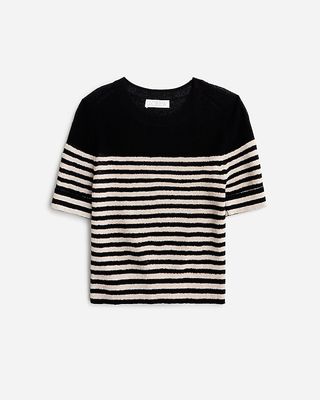 Cotton-Blend Gauze Sweater-Tee in Metallic Stripe