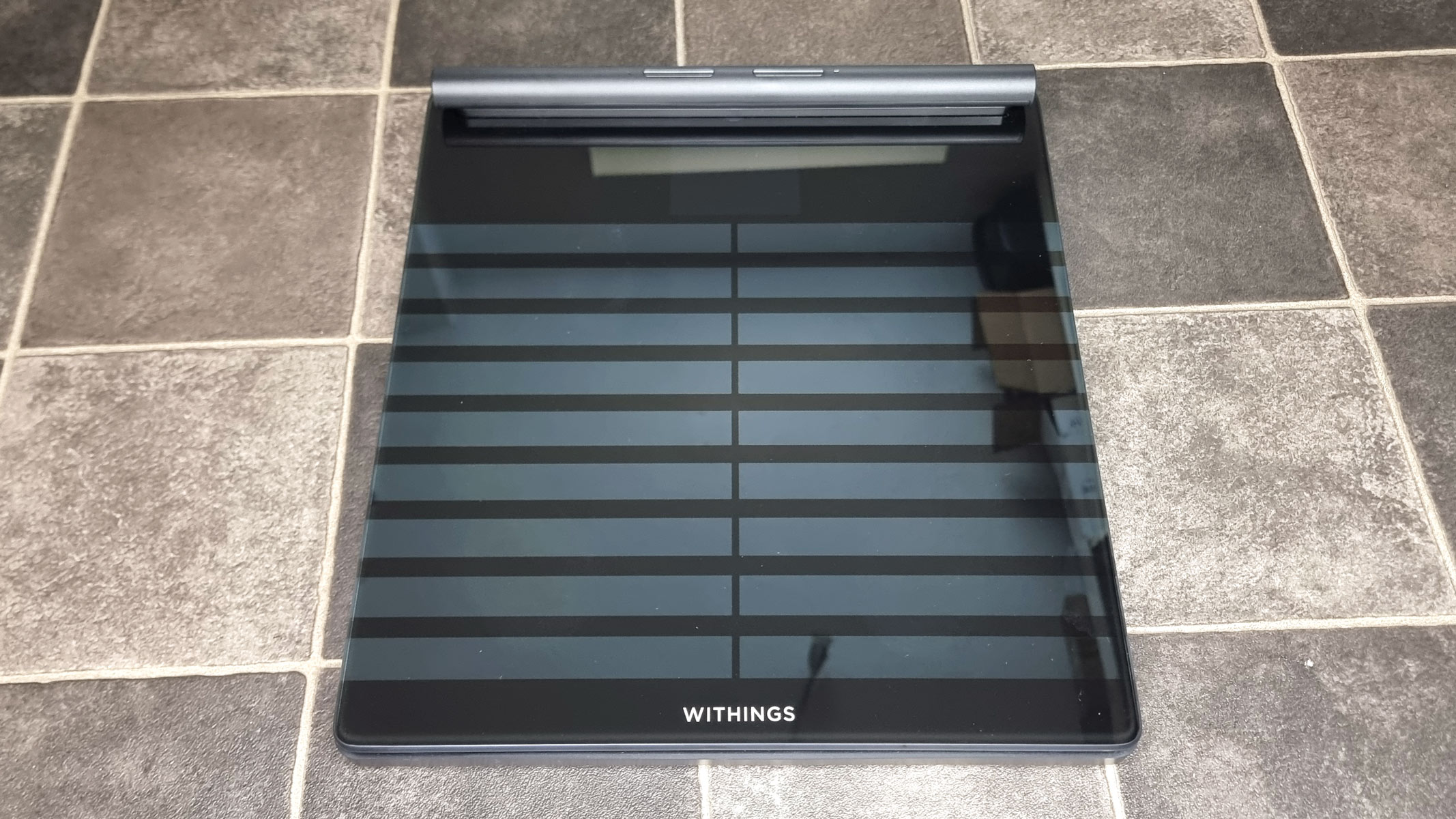 a picture of our reviewer's Withings Body Scan smart scale