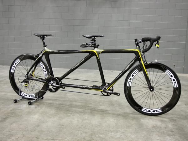 Not surprisingly, Cyfac's full-carbon road tandem was remarkably light, especially with this high-zoot build kit.