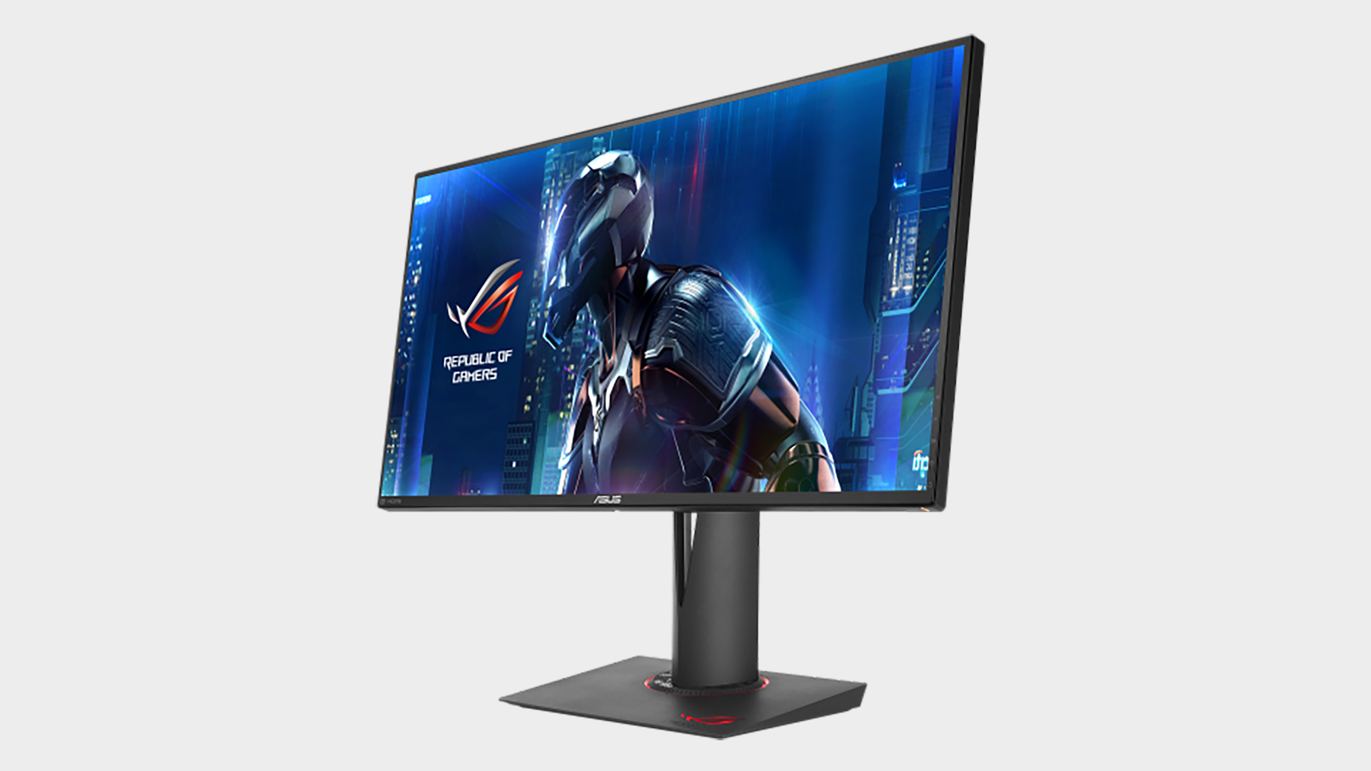 Asus ROG Swift PG279Q gaming monitor on grey background