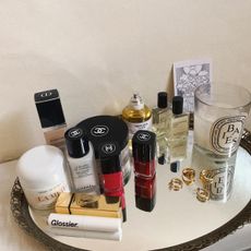 Luxury beauty products on a vanity