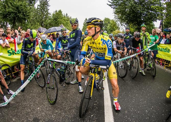 The peloton waits for the start of stage 5 at the Tour of Poland