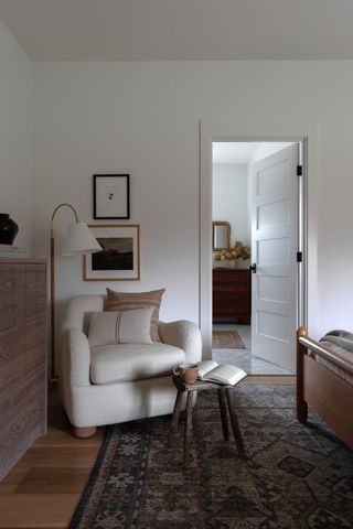 An armchair in the bedroom