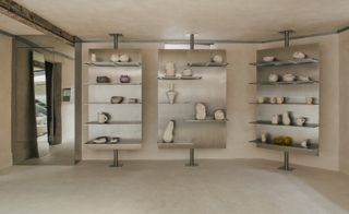 aluminium display shelves in Completedworks jewellery showroom