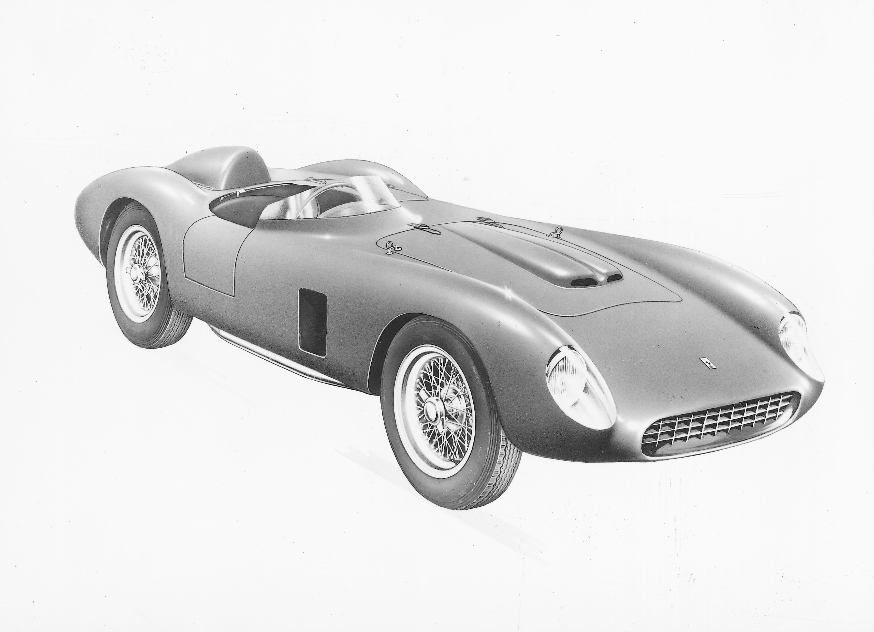 An original factory image of the 1956 Ferrari 500 TR