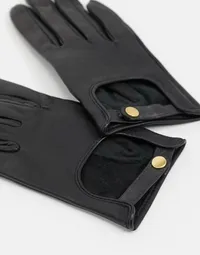 ASOS DESIGN leather plain gloves with touch screen in black | $17.25