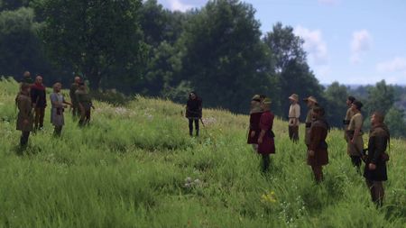 Kingdom Come Deliverance 2 Battle of the Frogs and Mice meeting between Tachovites and Zhelejovites in the pasture